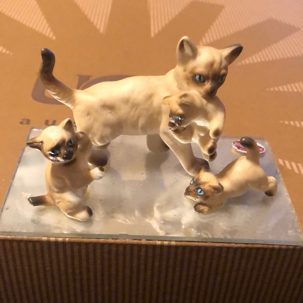 Vintage Miniature Bone China Siamese Cats
